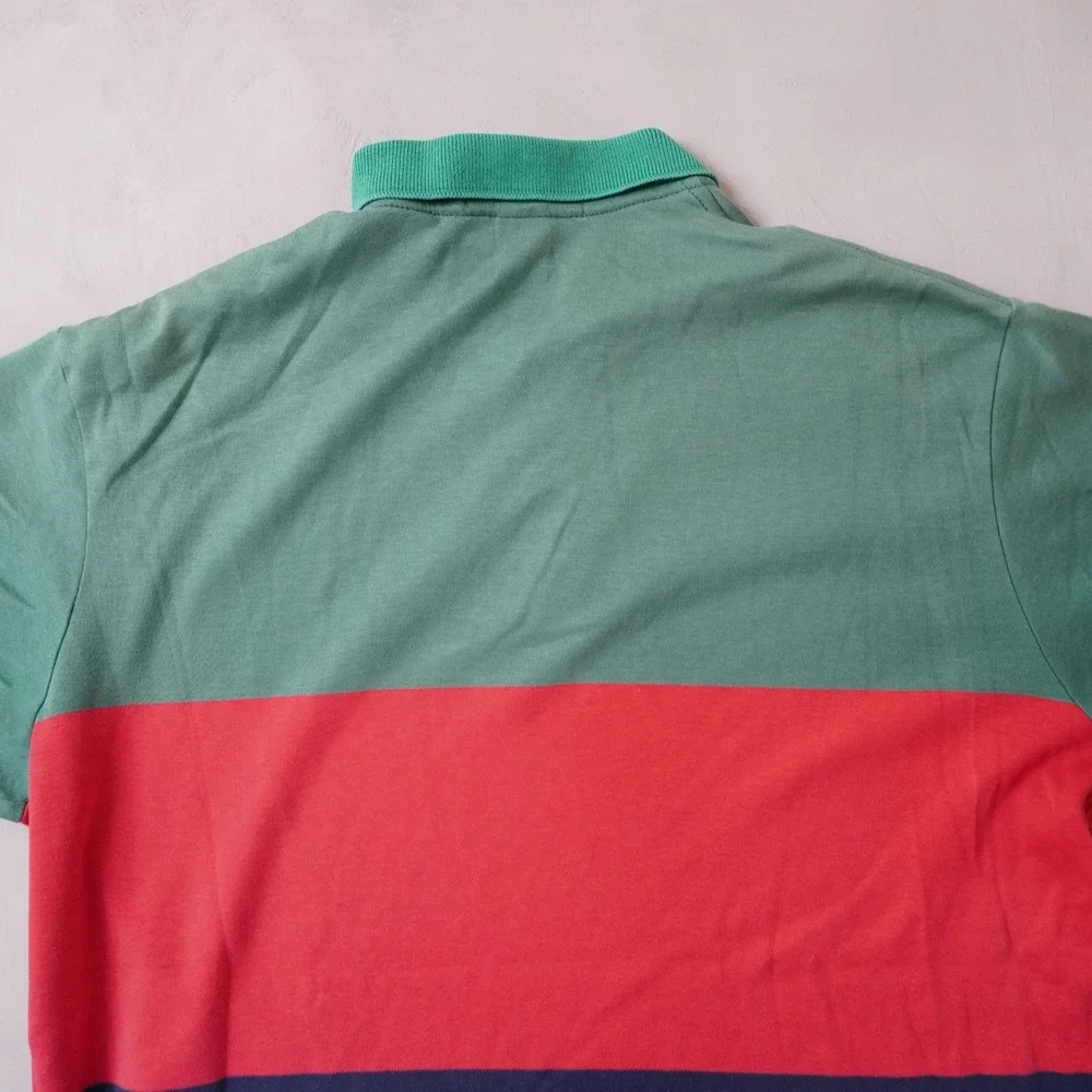 Vintage Ralph Lauren Polo Shirt Large Mens 90s Colorblock Green Red Navy USA